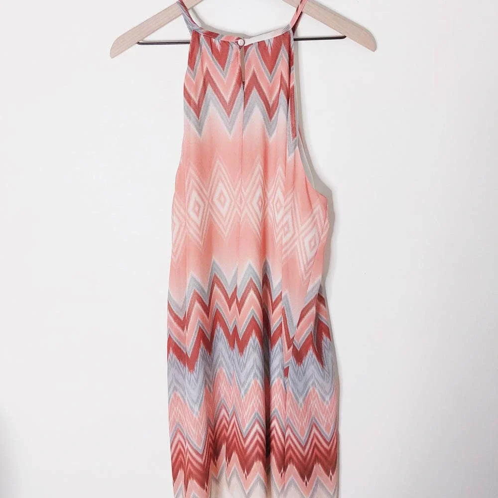 AUW Sleeveless Pink Chevron Dress Gold Accent 16 Plus_6